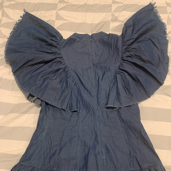 Caroline Constas Ruffle Denim Top - Picture 10 of 10